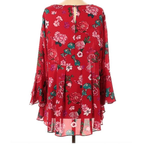 Vince camuto | Red floral boho blouse - Picture 2 of 12